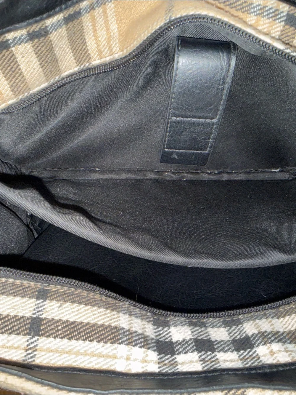 BEIS Plaid Tote with Black Leather Straps